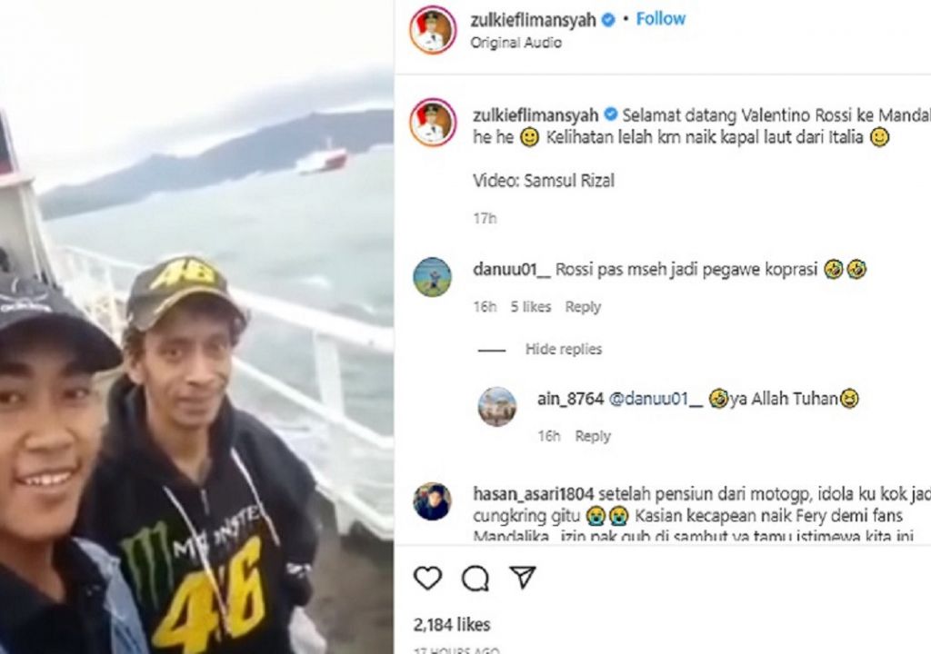 Viral Video Mirip Valentino Rossi Naik Kapal ke Mandalika - GenPI.co NTB