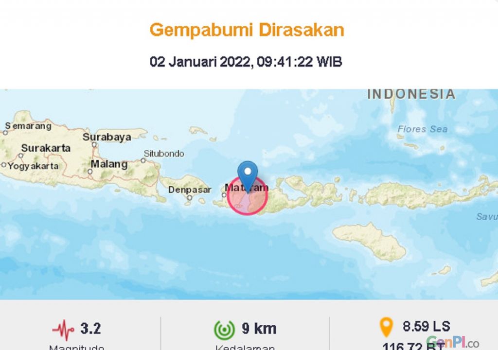 Pagi Minggu Gempa 3,2 Magnitudo Guncang Lombok Timur - GenPI.co NTB