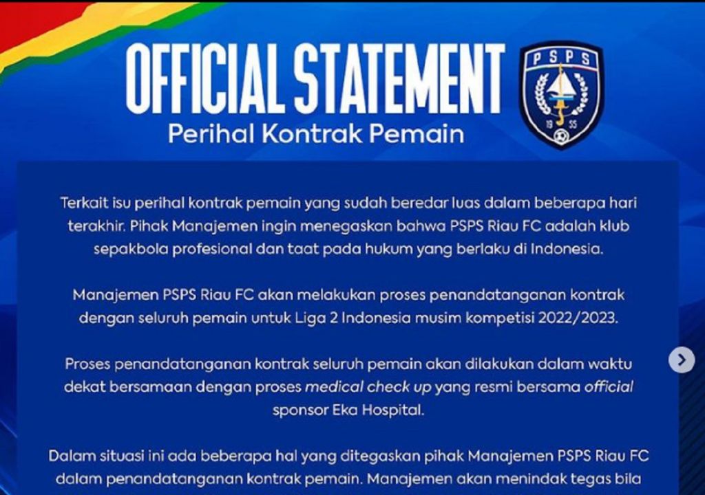 PSPS Riau Klarifikasi Isu Pemain Tak Teken Kontrak - GenPI.co RIAU