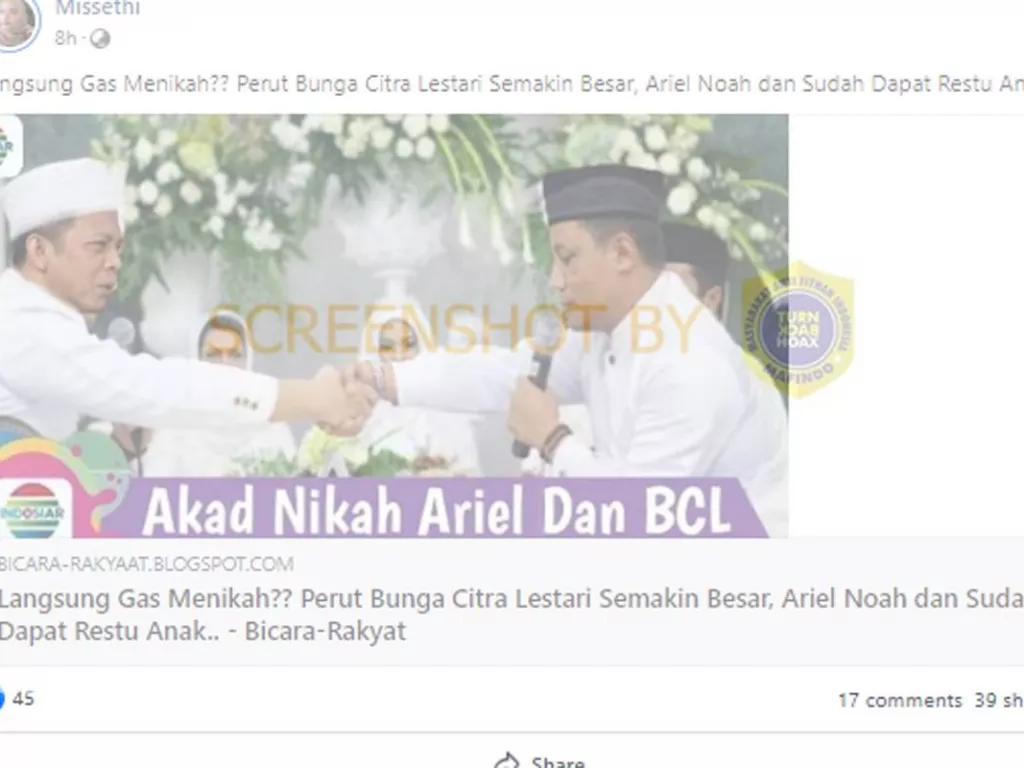 BCL Dinikahi Ariel Noah Karena Hamil, Hoaksnya Parah - GenPI.co SUMUT