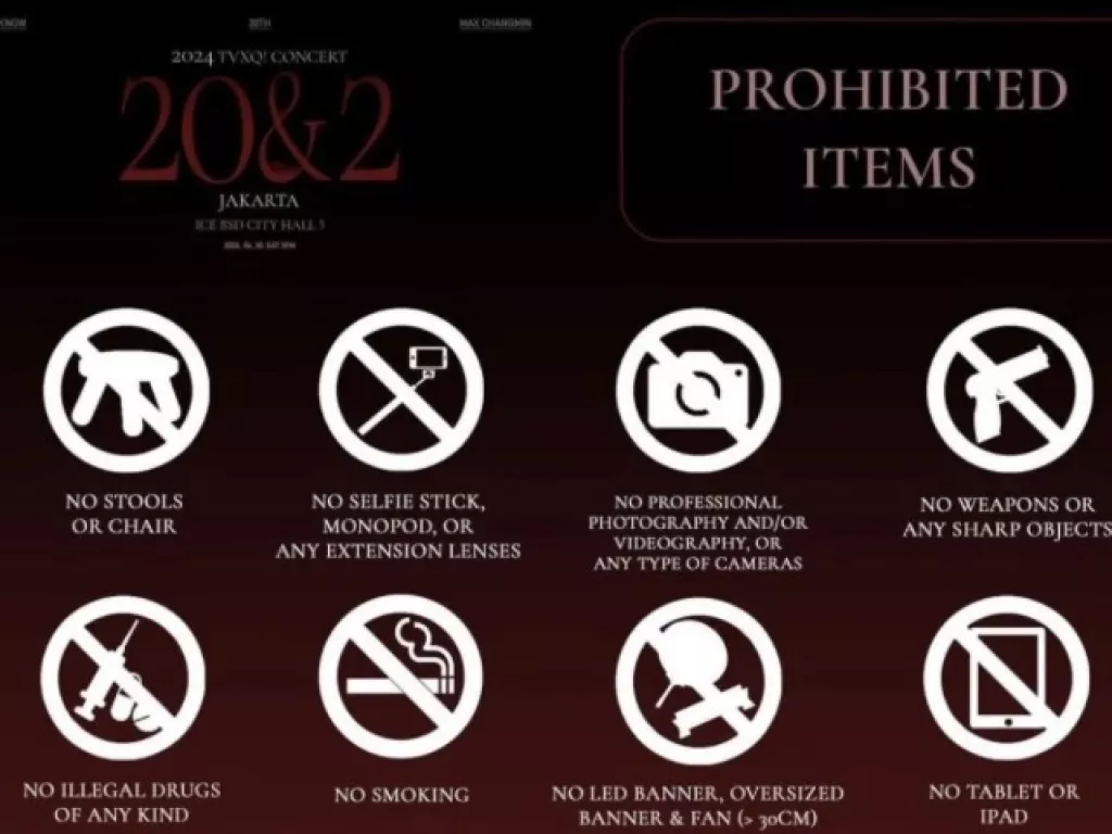 Daftar Barang Yang Dilarang Dibawa ke Konser TVXQ - GenPI.co SUMSEL