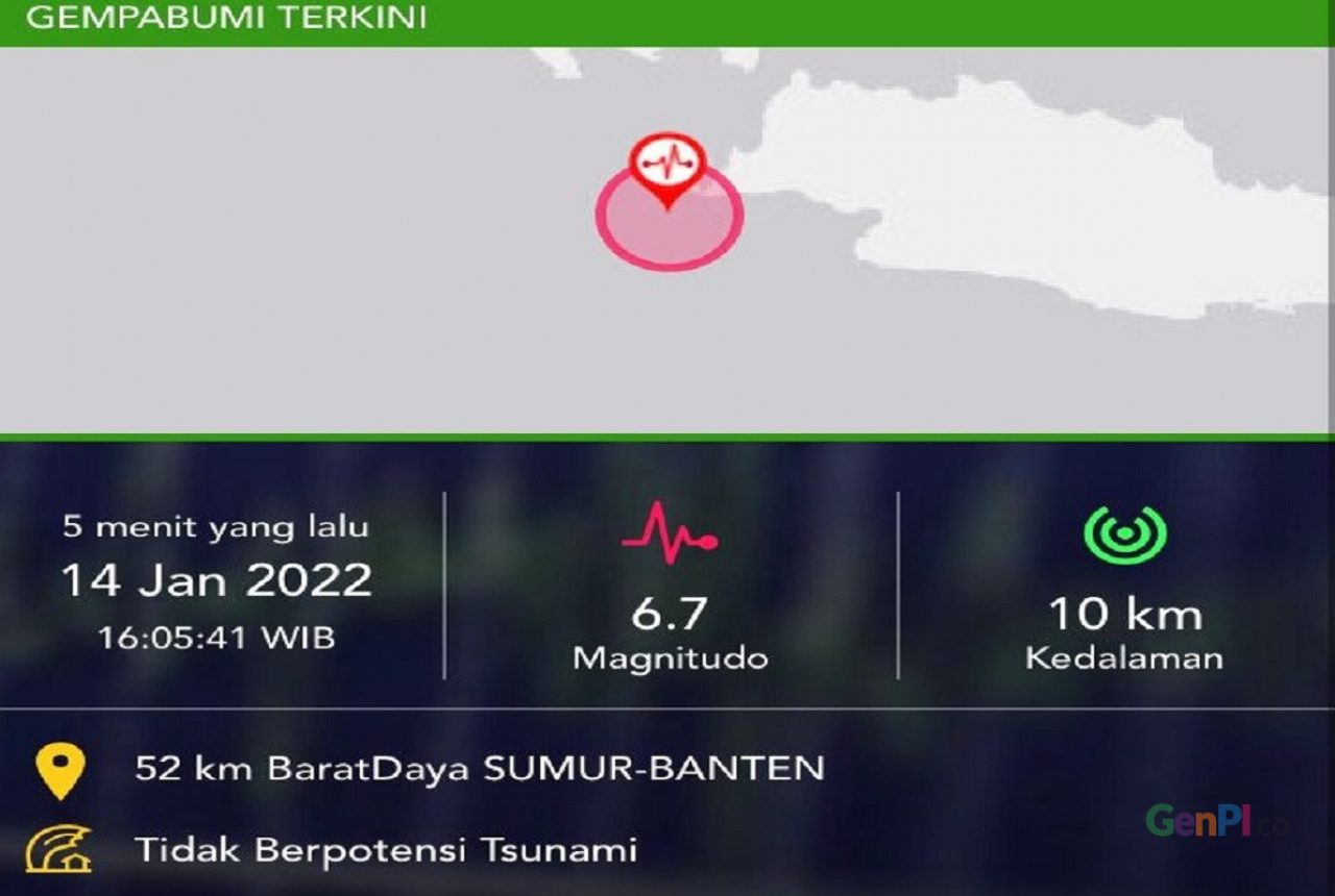 Gempa Bumi Guncang Tangsel, Jumat (14/1), Berpotensi Tsunami? - GenPI.co BANTEN