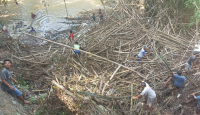 Antisipasi Banjir, Pemkab dan Warga Rembang Bersihkan Rumpun Bambu di Sungai - GenPI.co Jateng