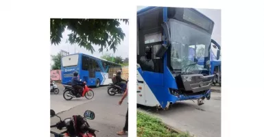 Ditinggal Sopir Pipis, Bus TransJakarta Langsung Remuk