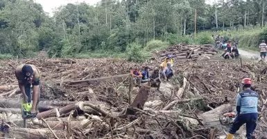 Kebun Jeruk Milik Warga Terendam Lumpur Akibat Banjir Bandang di Malang