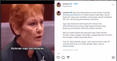Senator Australia Hina Pariwisata Bali, Sandiaga Uno Berang