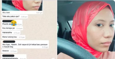 Lupa Bawa Jilbab, Hijabers Ini Pakai Kresek untuk Tutup Aurat