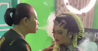 Unik, Make Up Pengantin Disembur Asap Rokok, Ini Alasannya