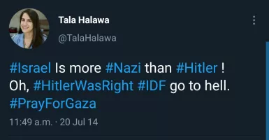 Jurnalis Wanita Sebut Hitler dan Israel di Twitter, Nasibnya...