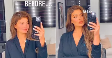 Begini Wajah Kylie Jenner Sebelum dan Sesudah Makeup, Beda Banget