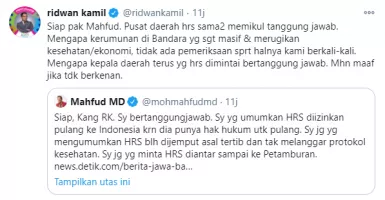 Debat Terbuka Ridwan Kamil vs Mahfud MD di Twitter, Mirip ILC!