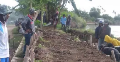 Warga Muaragembong Gotong Royong Perbaiki Tanggul Sungai Citarum