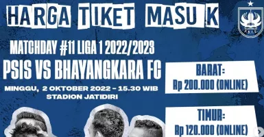Ini Harga Tiket PSIS Semarang vs Bhayangkara FC, Paling Murah Rp 75.000
