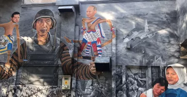 Mural Jokowi Pegang Putin dan Zelenskyy, Bu Iriana Peluk Bocah Menangis