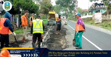 DPU Bina Marga Jatim Perbaiki Jalan Berlubang Pandaan-Tretes