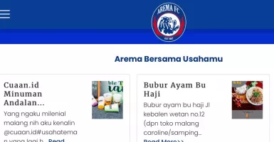 Website Resmi Arema FC Mendadak Jadi Ruang Promosi UMKM, Top!