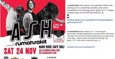 Siap-siap Nostalgia Lewat Konser Band Rock ASH di Bali Besok