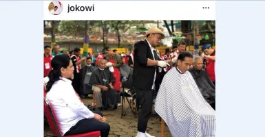 Jokowi Ikut Cukur Rambut Massal di Situ Bagendit
