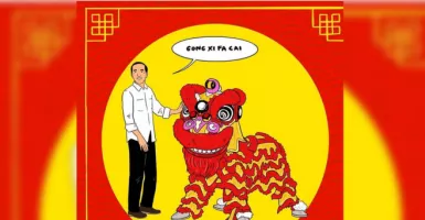 Ucapkan Imlek, Jokowi Posting Karikatur Bersama Barongsai