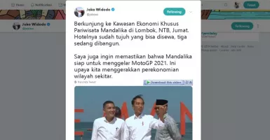 Jokowi Unggah Video Kunjungan ke Sirkuit Mandalika di Twitter