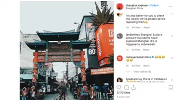 Salah Alamat Karena Mirip, Akun IG Shanghai Unggah Foto Jogja