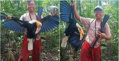 Viral, Seorang Pria Pamer Burung Rangkong Dikecam Warganet
