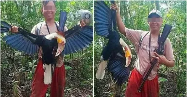 Tim Cyber Polri Selediki Foto Pria Pamer Tembak Burung Rangkong