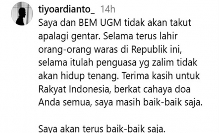 Ketua BEM UGM Tiyo Tak Gentar Dapat Teror, Seusai Protes Pemerintahan Prabowo - GenPI.co