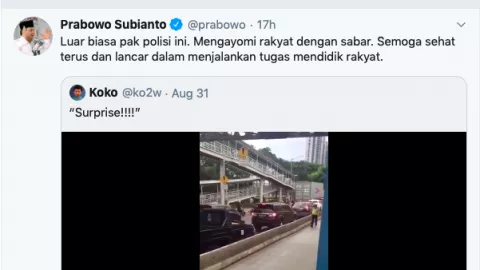 Video Lari Manja Polisi ke Pemotor Ternyata Ditanggapi Prabowo - GenPI.co