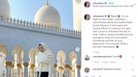 Raline Shah: Pakai Hijab & Terpukau Keindahan Masjid di Abu Dhabi - GenPI.co