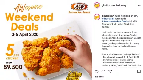 A&W Berikan Promo #AwesomeWeekendDeals Berlaku 3-5 April 2020 - GenPI.co