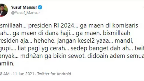 Ustaz Yusuf Mansur: Bismillah Presiden RI 2024 - GenPI.co