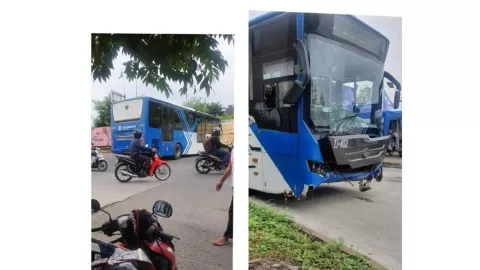 Ditinggal Sopir Pipis, Bus TransJakarta Langsung Remuk - GenPI.co
