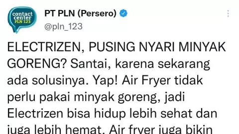 Sarankan Air Fryer Gantikan Minyak Goreng, PLN Dikritik Warganet - GenPI.co