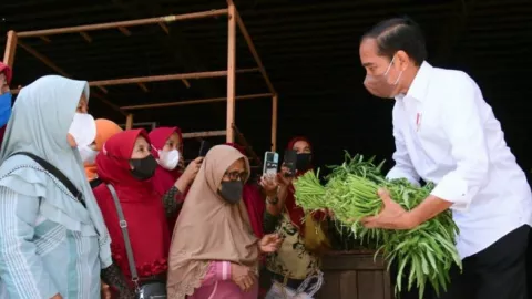 Jokowi Borong Kangkung di Pasar Tanjung Brebes, Pegadang Gemetar - GenPI.co