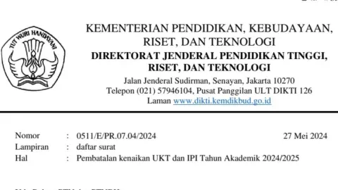 Surat Rekomendasi Kenaikan Biaya UKT dan IPI di PTN dan PTNBH Dicabut - GenPI.co