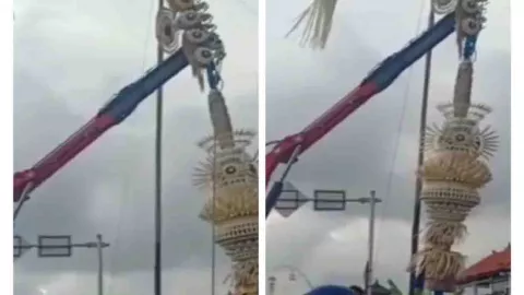 Viral! Galungan Pasang Penjor di Badung Bali Pakai Crane, Alasan? - GenPI.co BALI