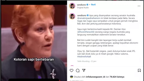 Senator Australia Hina Pariwisata Bali, Sandiaga Uno Berang - GenPI.co BALI