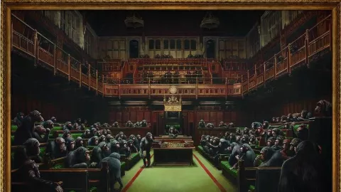 Gambar Para Monyet di Parlemen Inggris oleh Banksy, Laku Rp 173 M - GenPI.co