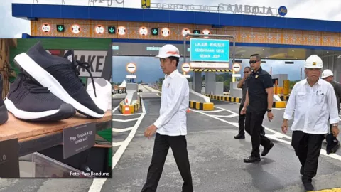 Pakai Sepatu Lokal NAH Project, Jokowi Resmikan Tol Samboja - GenPI.co