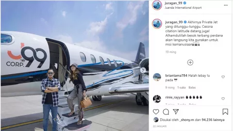 Segini Harga Sekali Terbang Pesawat Jet Crazy RIch Malang - GenPI.co JATIM