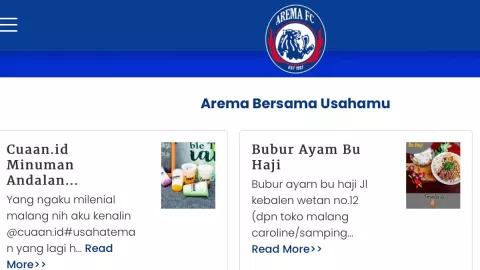 Website Resmi Arema FC Mendadak Jadi Ruang Promosi UMKM, Top! - GenPI.co JATIM
