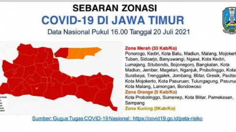 Covid-19 Belum Juga Melandai, Jawa Timur Merah Merona - GenPI.co JATIM