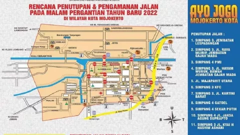 Daftar Jalan Masuk Kota Mojokerto yang Ditutup Malam Tahun Baru - GenPI.co JATIM