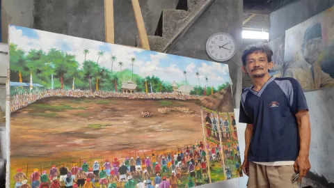 Pelukis ini Punya Cara Sendiri Ceritakan Sejarah Kota Blitar - GenPI.co JATIM