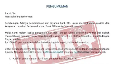 Muncul Tagihan Biaya Administrasi Rp150 Ribu, BRI Pastikan Hoaks - GenPI.co JATIM