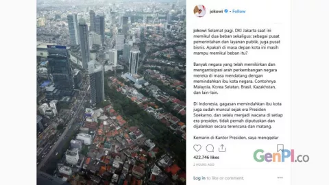 Di Instagram, Jokowi Tanya Netizen Soal Pemindahan Ibukota Negara - GenPI.co