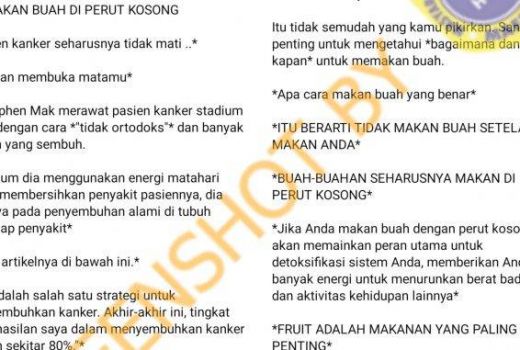 Makan Buah saat Perut Kosong Sembuhkan Kanker, Yaelah Hoaks - GenPI.co