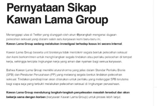Karyawati Kawan Lama Group Alami Pelecehan, Nama Anak Dibawa - GenPI.co
