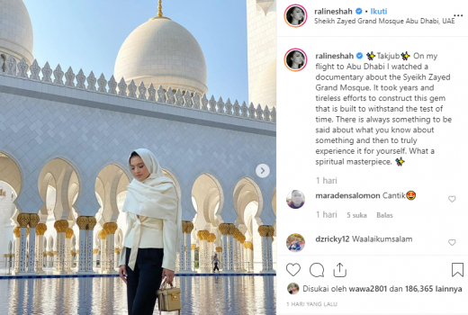 Raline Shah: Pakai Hijab & Terpukau Keindahan Masjid di Abu Dhabi - GenPI.co